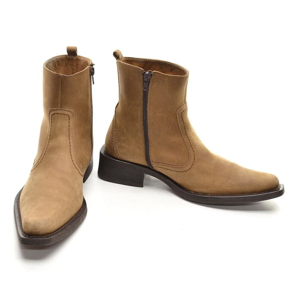 Men S COLLECTION by Skechers Tan Moto Biker Boots 9 M